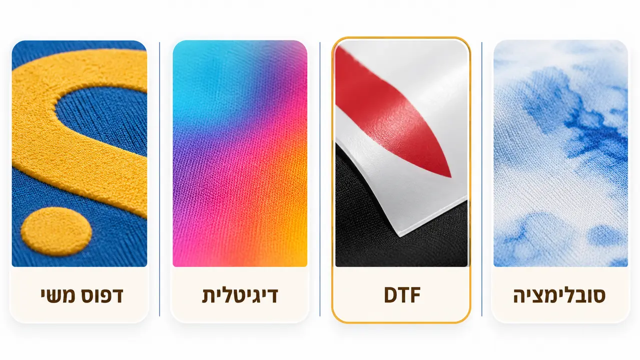 השוואת שיטות הדפסה על חולצות - דיגיטלי, משי וסובלימציה