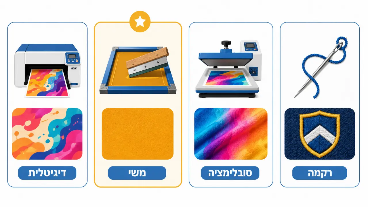 דיגיטלית, משי, סובלימציה או רקמה: שיטת ההדפסה לפי הצורך